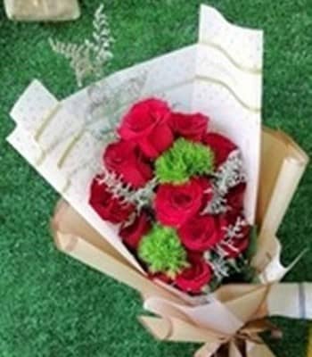 Chine Pompon & Rose Bouquet
